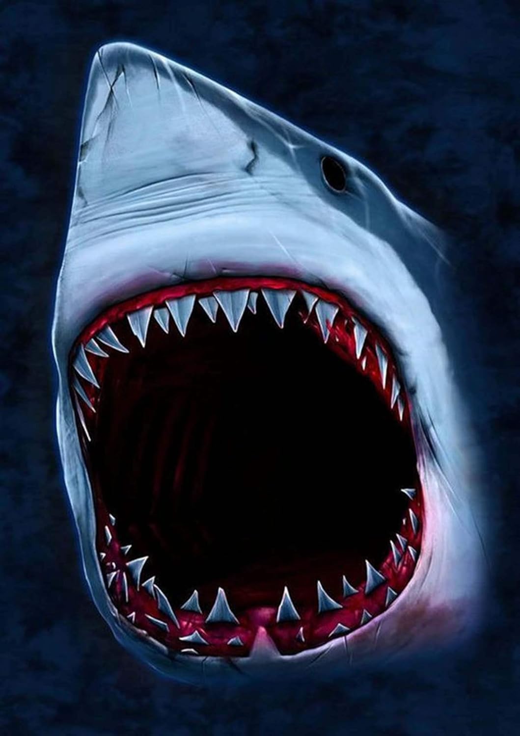 Reofrey 5D Diamond Painting Kit Great White Shark Full Drill for Adults, Paint with Diamonds Art Rhinestone Embroidery Cross Stitch Craft Decor (30x40 cm/ 12x16 inch)