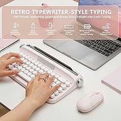 YUNZII Upgraded Wireless Typewriter Keyboard, Retro