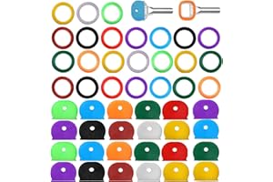 48PCS Key Caps Covers Tags, Round Key Cover Key Colour Caps Square Key Coding Rings Identifier Rings Rubber Key Toppers for K