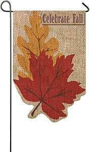 Welcome Fall Leaves Shaped Burlap Garden Flag