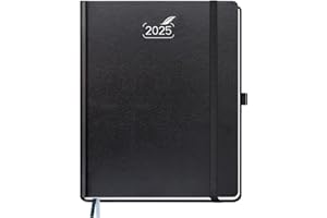 BEZEND 2025 Weekly Planner & Notebook Hardcover - Medium Size 7" x 9" - Agenda 2025 Calendar Planner with Monthly Tab, 120 GSM Thick Paper, Pen Holder, Storage Pocket (Black)