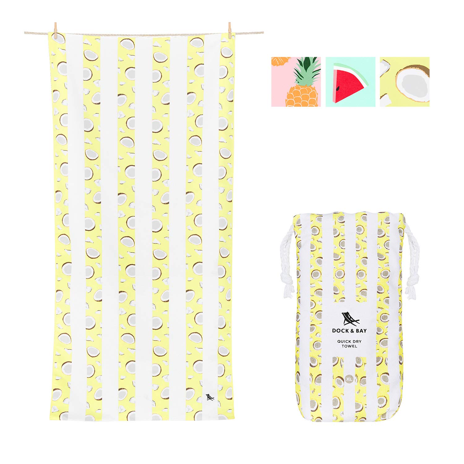 Fast Dry Beach Towels Compact - Cracked Coconut, Extra Large (200x90cm, 78x35) - Fast Drying Towel for Traveling, Beach Towel Set