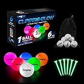 KINGTOP Glow in the Dark LED Golf Balls with Glow Tees, 6 Pack | Three LED design, glow tees, mesh storage bag, night golf rounds, backyard putting and chipping, novelty golf gifts