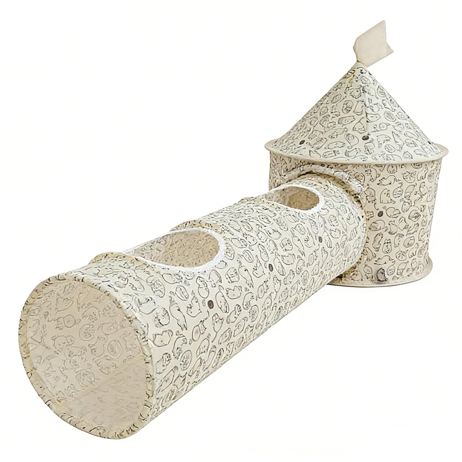 Floving Cat Tunnel Pet Toy Tunnel,Cat Tube Pop Up Tunnel Set,Collapsible Kitty Tunnel Long with Plush Ball,Kitten Toys for Indoor,also suitable for puppies, rabbits, chinchillas (White)