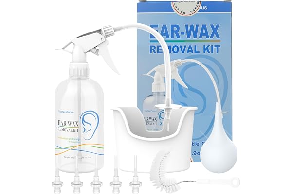 TopQuaFocus 500ml Earwax Remover Ear Cleaner Irrigation Tool Ear wax Removal Flushing System Earwax Cleaning Spray Bottles Ea