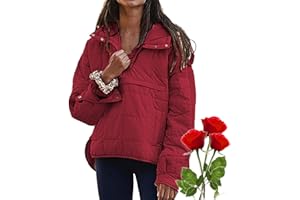 Womens Quilted Puffer Jacket, Lightweight Quilted Pullover, Warm and Thick Hoodie