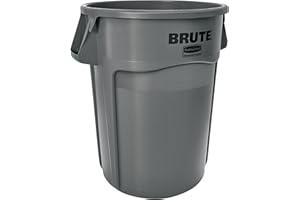 Rubbermaid Commercial Products BRUTE Heavy-Duty Round Trash/Garbage Container, 44-Gallon, Gray, for Landscapers/Construction Sites/Restaurants/Back of House/Offices/Warehouses/Commercial Environments