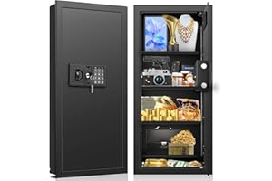 ZOGOLA 29.53" Tall Fireproof Wall Safes Between the Studs 16" Centers, Electronic Hidden Safe with Removable Shelf, Home Safe for Firearms, Money, Jewelry, Passport