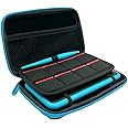 3 in 1 Case for Nintendo 2DS XL/New 2DS XL,Carrying Case Compatible with Nintendo 2DS XL with Stylus, 2 Screen Protector Film and 8 pcs Game Card Cases - Black
