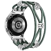 Newlibery Beaded Bracelet Compatible for Samsung Galaxy Watch 7/6/5/4/Active 2 40mm 44mm, 6 Classic 43mm 47mm, 5 Pro 45mm/Watch 4 Classic 42mm 46mm, 20mm Boho Stretchy Strap for Women