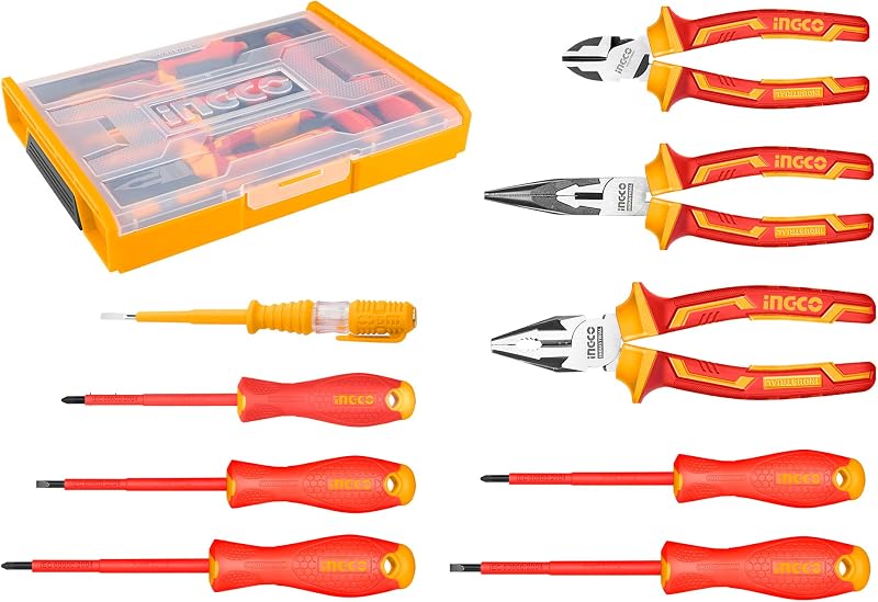 Ingco 9Pcs 1000V VDE Insulated Hand Tools Set Screwdrivers Pliers Test Pencil