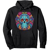 Sugar Skull Floral Skull Art Latino Nature Pullover Hoodie