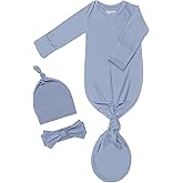 Baby Gowns 0-3 Months Soft Viscose Sleepers For Boy Girl, Breathable Newborn Sleepers With Mitten Cuffs