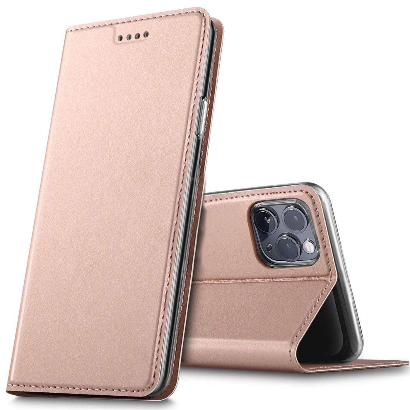 Verco Case compatible with iPhone 13 Pro, Flip Wallet Cover with Magnetic Closure for iPhone 13 Pro Phone Case - rose gold
