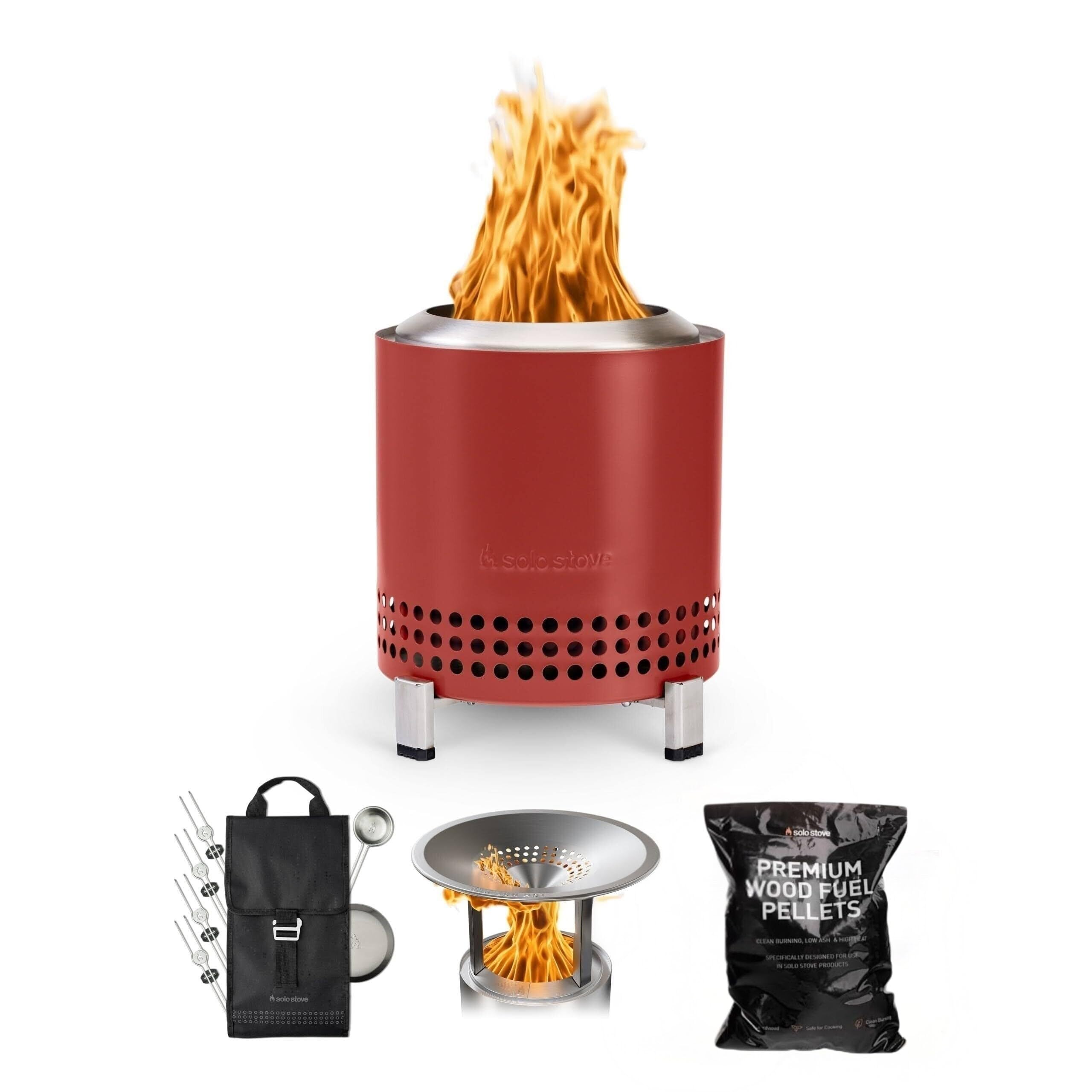 Solo Stove Mesa XL Mulberry Bundle | Tabletop Fire Pit with Stand, Heat Deflector, Accessory Pack & 1lb Wood Pellets | Portable Smokeless Outdoor Firepit for Patio, Camping & Backyard Image