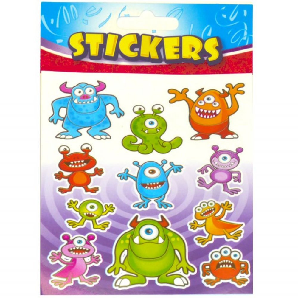 12 Sheets of Monster Space Alien Stickers - each sheet has 11 stickers by Playwrite