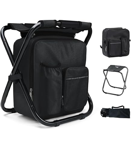 3-in-1 Backpack Stool Cooler - Portable Folding Chair With 400 Lb Capacity