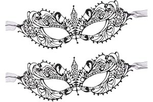 Liatunou 2 Pieces Women's Masquerade Mask Lace Eye Mask for Ball Proms,Halloween Carnival and Venetian Masquerade Party