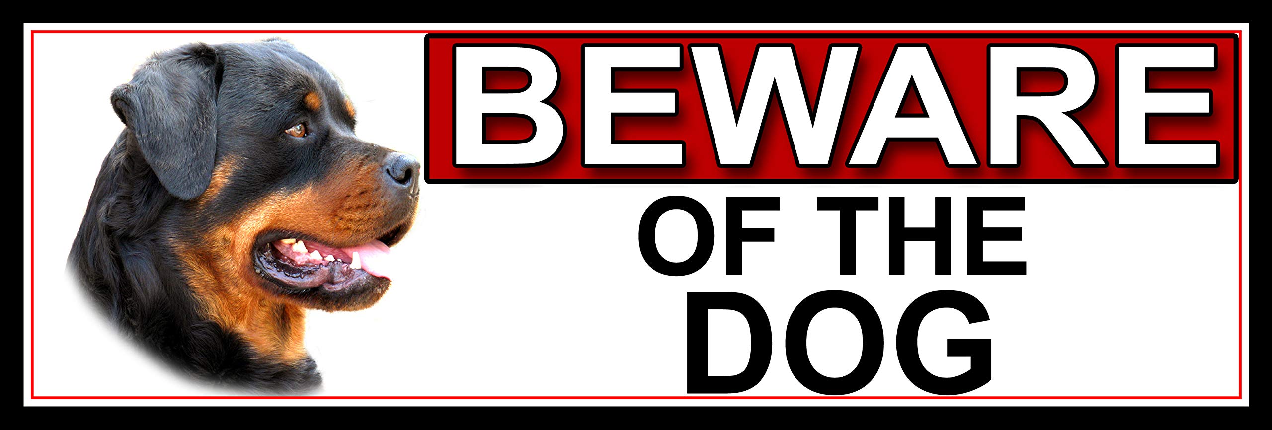 SHAWPRINT Rottweiler BEWARE OF THE DOG METAL GATE SIGN 266mm x 87m. (539H2)