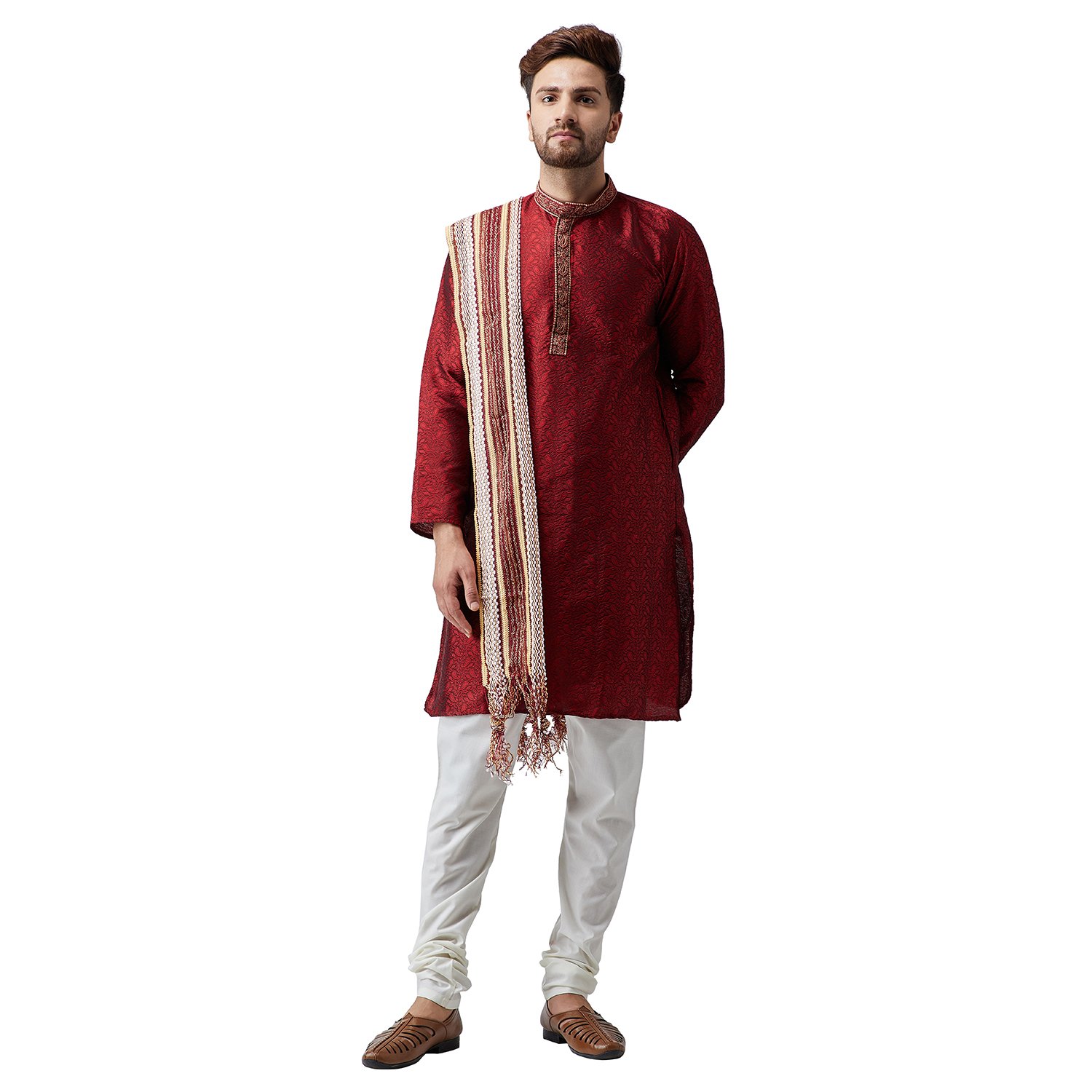 sojanya (since 1958), men's golden silk velvet embellished dupatta