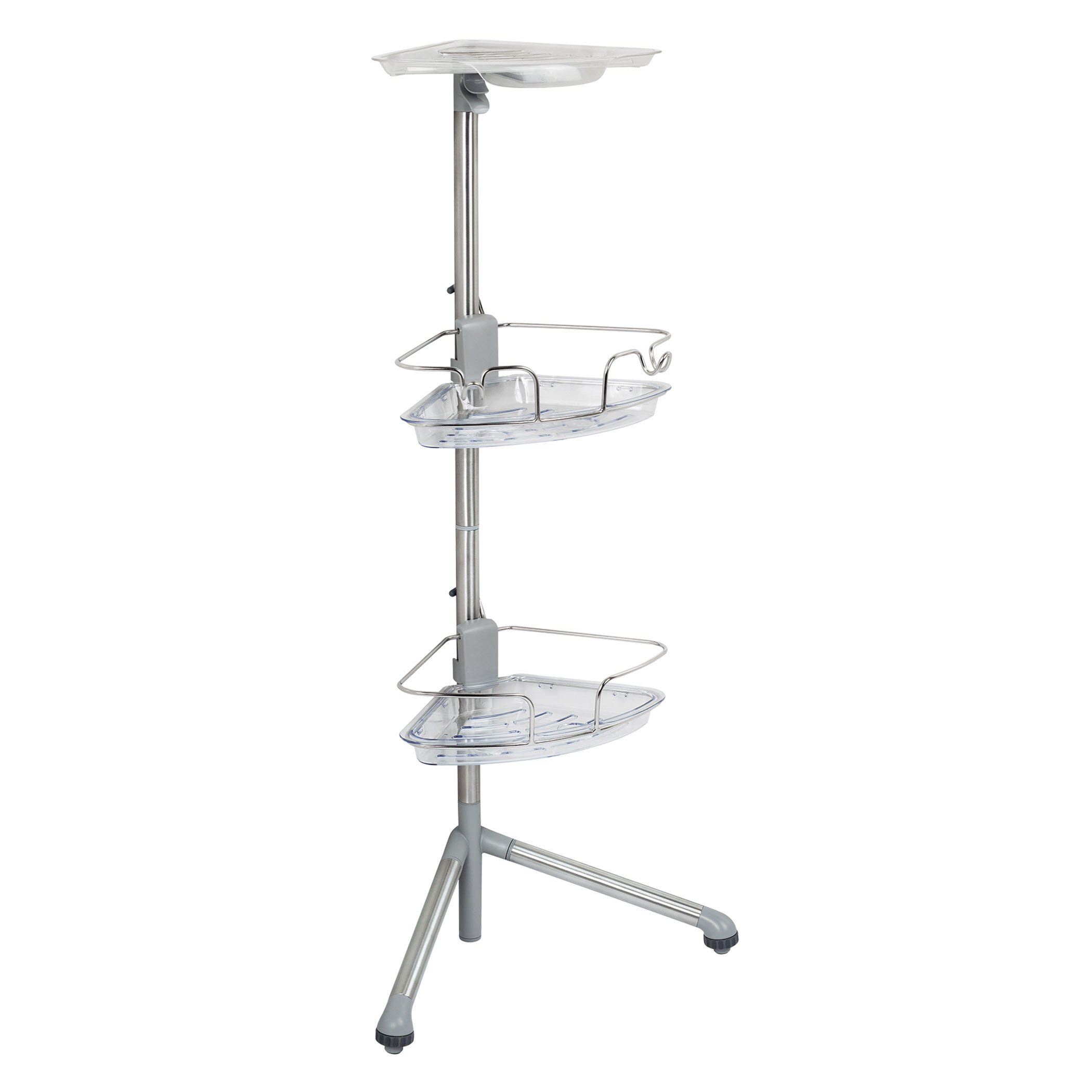 OXO 1451380 Good Grips Stainless Steel Corner Standing Shower Caddy