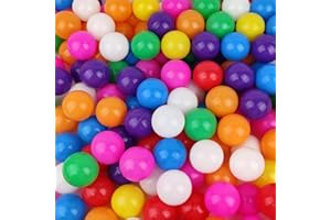 EOSAU 100 PCS Ball Pit Balls for Toddlers 2.16in Play Ball Mixed Color Ocean Balls Baby Toys for Pool Play House Birthday Party Decoration (Seven Bright Color with White)