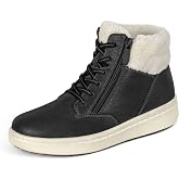 Orthofeet Elin Orthopedic Womens Sneaker Boots | Water-Repellent Leather with Faux Fur Collar Casual Boot, Anatomical Arch Support, Ergonomic Cushioning, Wide Toe Box