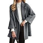CHARTOU Women Wool Coat Peacoat Jacket Thick Loose Double Breasted Pea Coat Woolen Winter Overcoat
