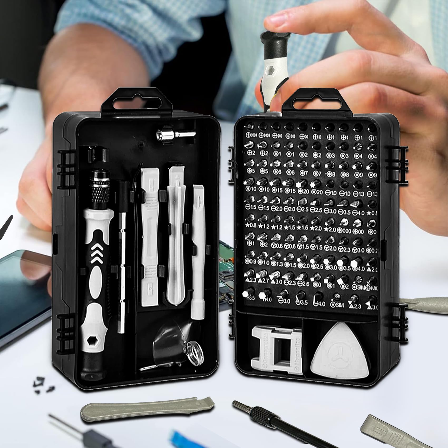 Photo 1 of 115-in-1 Precision Screwdriver Set, Tool Gifts for Men, Mini Repair Tool Kit with Torx Triwing Bits, Repair for Computer, Laptop, RC, Phone, Electronics, Glasses with Portable Case