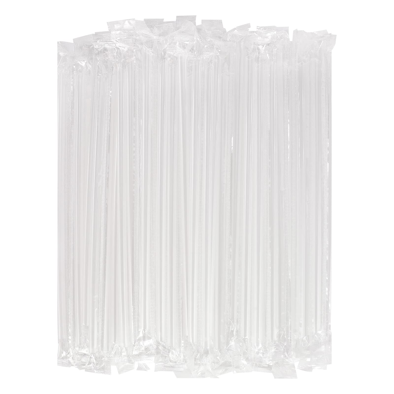 Photo 1 of [400 Pcs] Clear Individually Wrapped Disposable Plastic Straws(7.5" longX0.23" diameter)