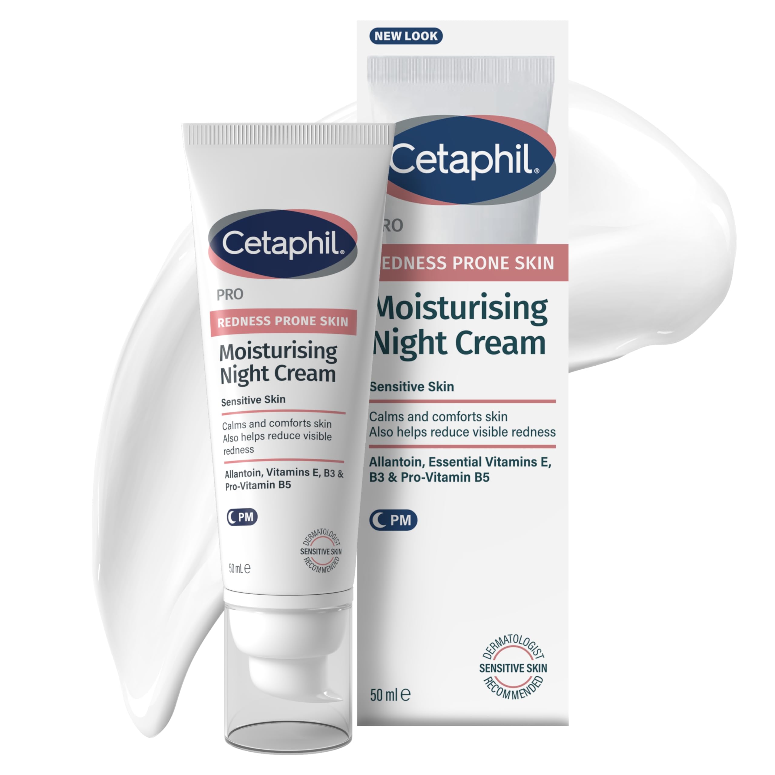 Cetaphil PRO Night Cream, 50ml, Moisturiser For Sensitive & Redness Prone Skin, With Vitamin E, Packaging May Vary