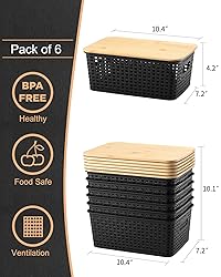 EOENVIVS Storage Bins with Lids 6 Pack, Plastic