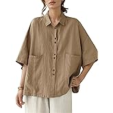 Womens Linen Button Down Shirt Short Sleeve Summer Casual Going Out Tops Collared Work Vintage Trendy Blouse