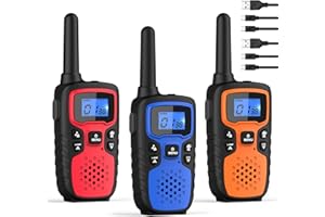 Walkie Talkies for Adults Long Range-Wishouse Rechargeable 2 Way Radios,Hiking Accessories Camping Gear Xmas Birthday Gift for Kids with Lamp,SOS Siren,NOAA Weather Alert,VOX,Easy to Use 3 Pack