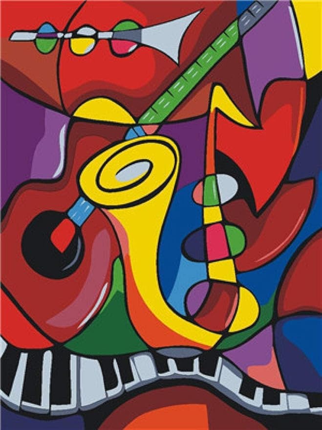 Boutiquespace Painting By Numbers Music world Linen Canvas Frameless Diy oil painting Frameless