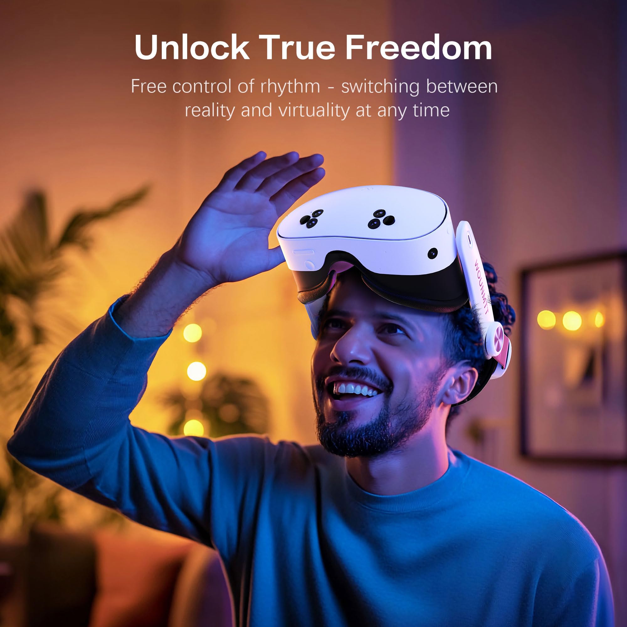 Head Strap for Oculus Meta Quest 3S Quest 3, Fashion Adjustable Comfort Enhanced Support VR Headset Accessories Strap No Battery Reduce Facial Stress and Gaming Immersion