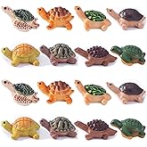 Pinenjoy 16Pcs Realistic Mini Turtle Figurine Miniature Resin Ocean Animals Figures Small Tortoise Cake Topper for DIY Crafts Fish Tank Aquarium Fairy Garden Micro Landscape