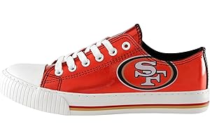 FOCO NFL Womens NFL Team Logo Metallic Ladies Fashion Low Top Canvas Sneakers Shoes