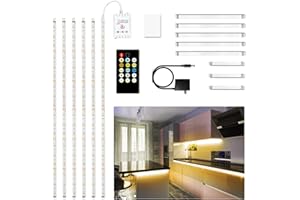 DAYBETTER Under Cabinet Lights, 6 PCS Under Cabinet Lighting with Remote, Dimmable LED Strip Lights for Bedroom, LED Lights for Kitchen Cabinet, Counter Shelf 2700K-6500K Warm to Daylight White, 9.8ft