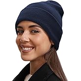 100% Cotton Beanie Hat- Unisex Ultra Soft Winter Warm Stretch Knit Cuffed Hats Fisherman Beanies Skull Cap