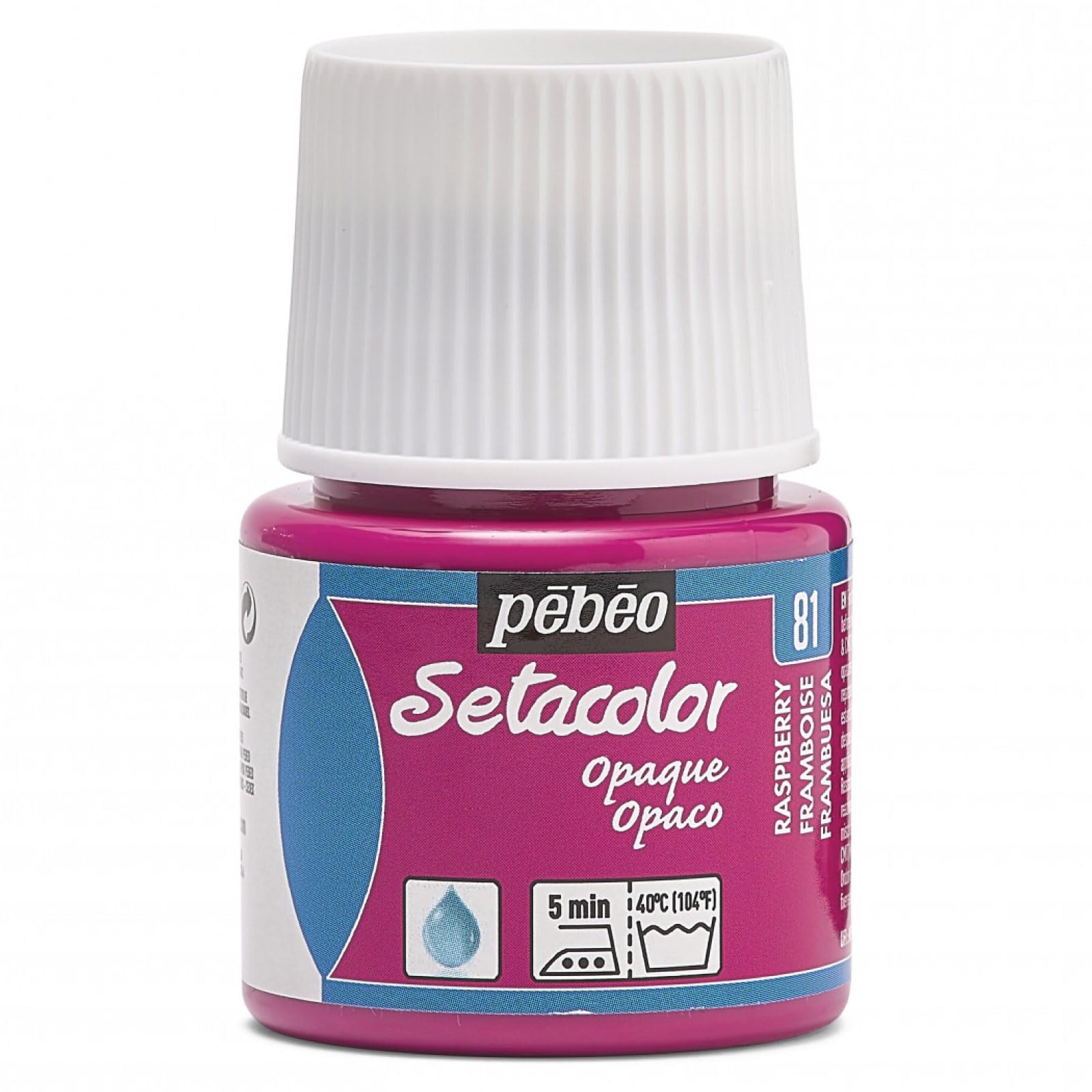 PEBEO Setacolor Opaque Fabric Paint 45-Milliliter Bottle, Raspberry,Raspberry, 295-081, Red