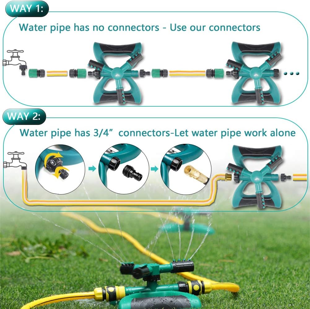 SZMZ Water Sprinkler Lawn Sprinkler, 360 Degree Rotating Durable and Portable Automatic Garden Sprinkler for Yard and Kids, Connected in Series for Large Area Irrigation and Easy to Install : Garden & Outdoor