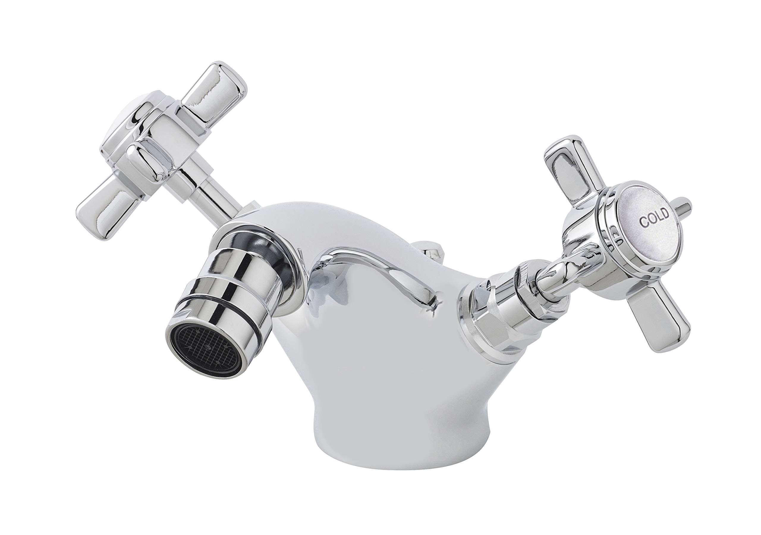 nuie I306X Beaumont Traditional Bathroom Luxury Crosshead Handle Mono Bidet Mixer Tap, 95 x 50 x 135mm , Chrome