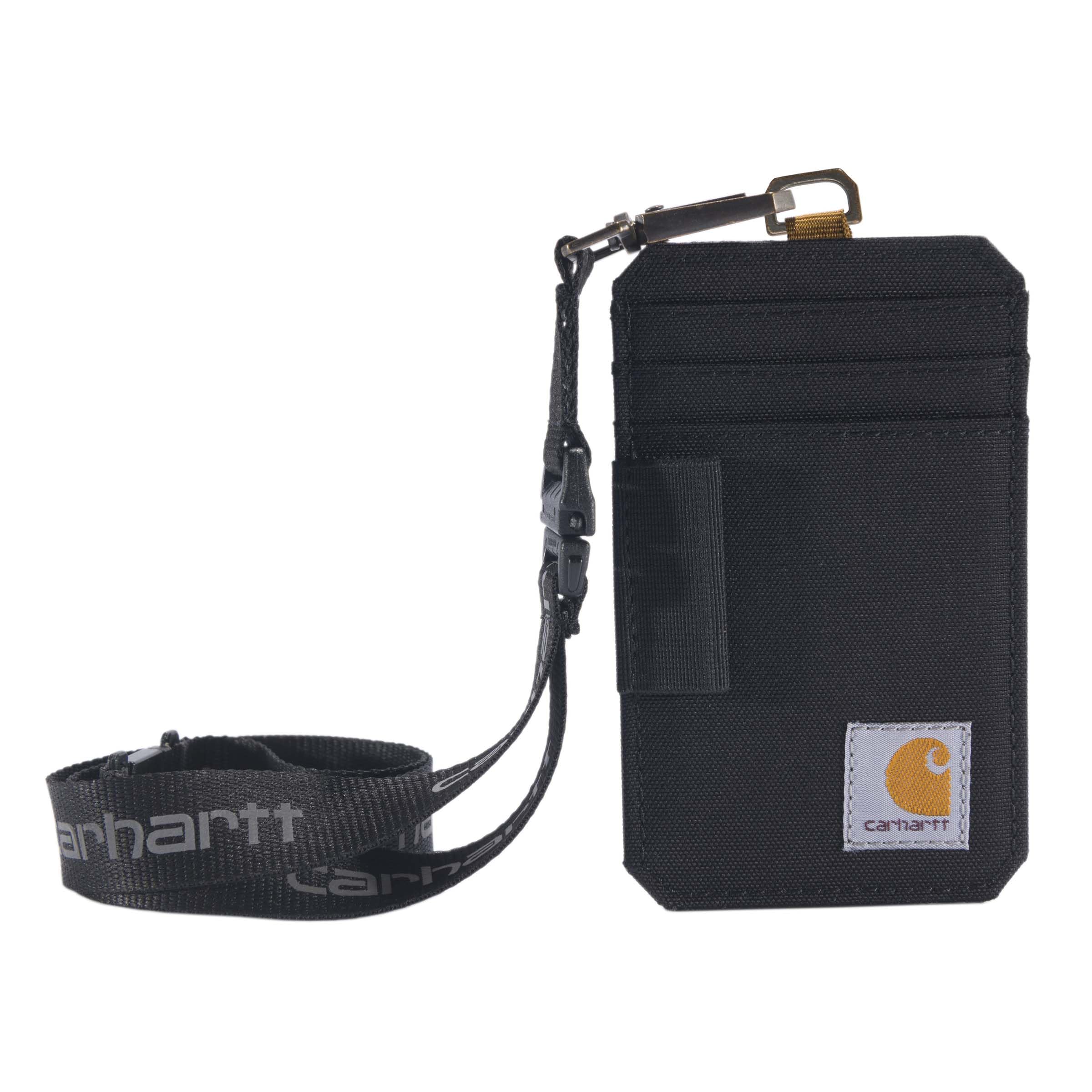 Carhartt Standard, Water-Repellent Canvas ID Holder with Reflective Lanyard, Nylon Duck (Black), One Size