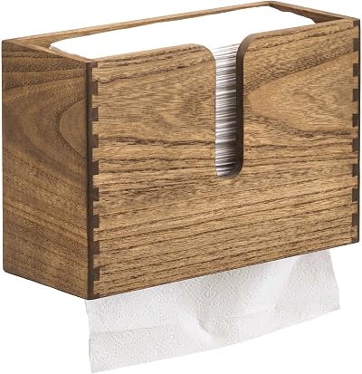 KIRIGEN Wood Wall Mounted Paper Towel Dispenser Dark Brown Kitchen Bath