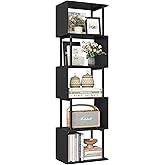 Yusong Geometric Bookcase, S Shaped Bookshelf 5-Tier Corner Book Shelves for Bedroom, Modern Wood Decorative Display Shelf Ta