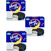 Marshmello Cookies Double Decker Chocolate Marshmallow Sandwich, 22 oz, 8 Count 3 x Boxes 24 Moon Pies (Chocolate)