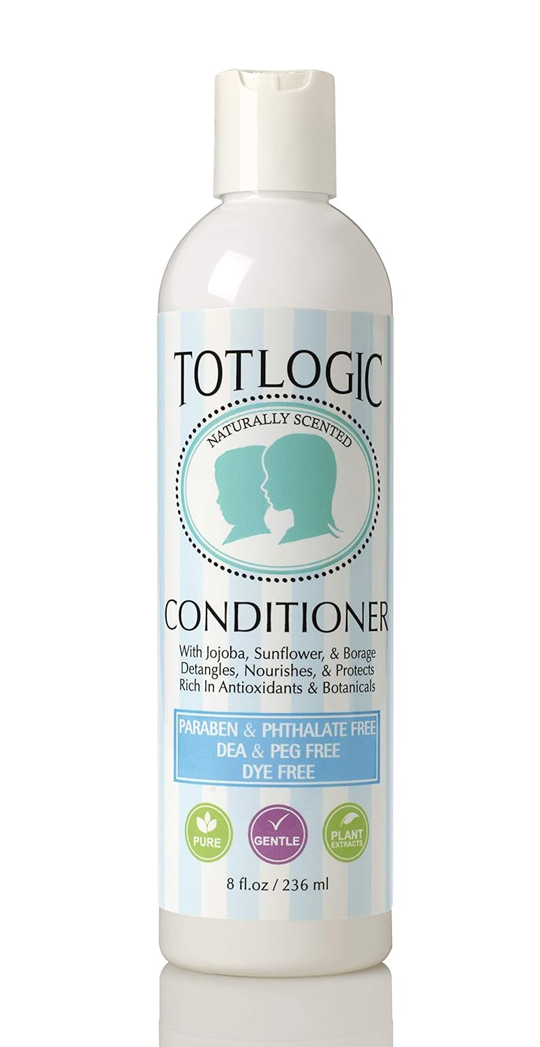 TotLogic Natural Kids and Baby Safe Conditioner – 8 oz Original Scent – Sulfate and Paraben Free Non-Toxic Formula Nourishes and Detangles