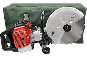 HIGOSPRO 4.8" Cut Depth and 2 Stroke Gasoline Grinder With Bag 14 Inches Concrete Saw, 1300W Gas Powered Cut-Off Saw with EPA 51.7cc, petrol concrete saw with Diamond Blade