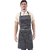 Under NY Sky No-Tie Twill Apron - Leather Reinforcement, Split-Leg